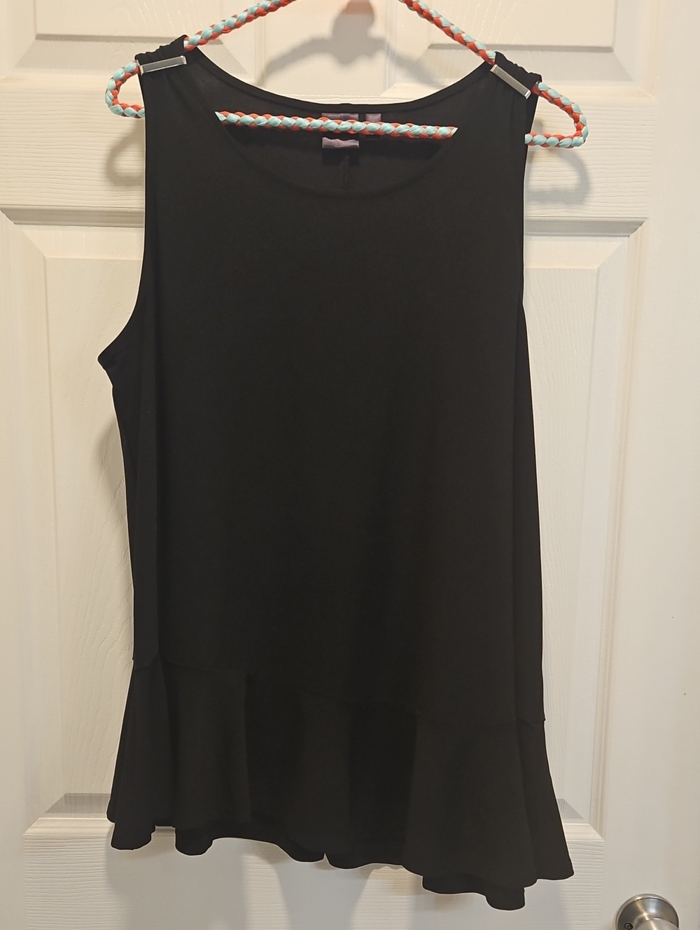 Rafaelle Black Sleeveless Womens Asymmetrical Top Size Large